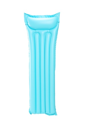 Blue air pool matress isolated on white backgroundの写真素材