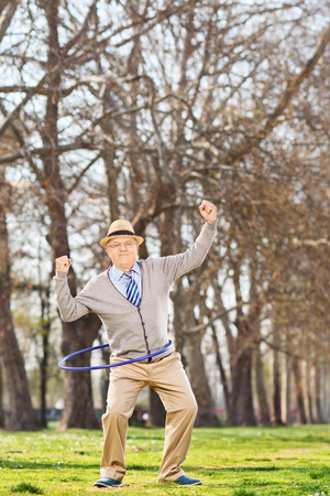 Healthy senior man exercising outdoorsの写真素材