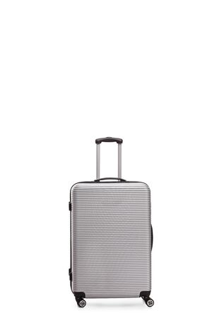 Silver suitcase isolated on white backgroundの写真素材