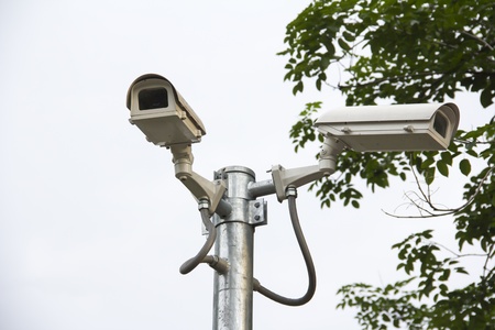 CCTV camera security on the road in the townの写真素材