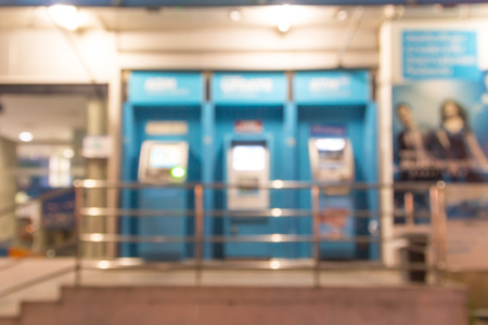 Abstract blurry Bokeh color light of ATM cabinet.の写真素材