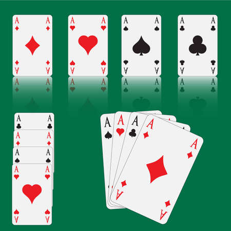 Four aces on green tableのイラスト素材