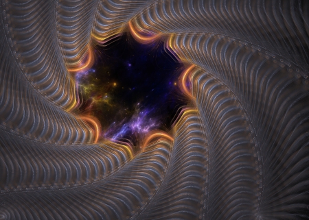 Illustration of concept enter to the new world  A passage is shown which opens up in deep mysterious space の写真素材
