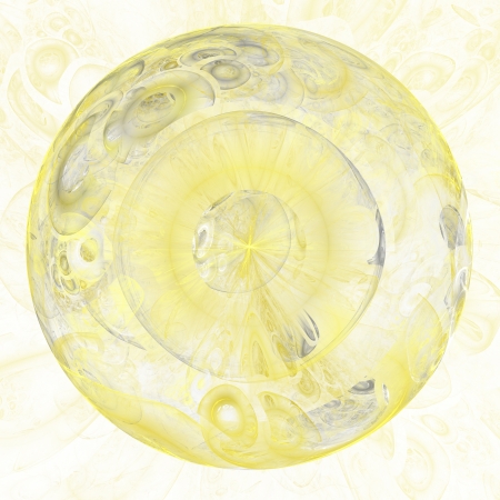 golden abstract sphere on white as background and textureの写真素材