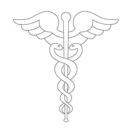 Caduceus symbol line illustration のイラスト素材