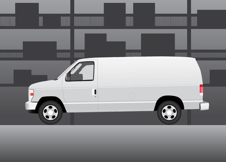 White delivery van inside of storehouse のイラスト素材