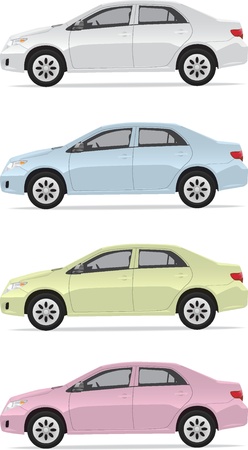 City cars isolated on white backgroundのイラスト素材