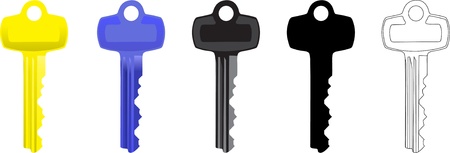 House key illustrations and silhouette isolated on white backgroundのイラスト素材