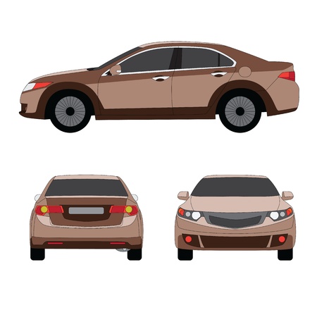 Large sport sedan three side view  illustrationのイラスト素材