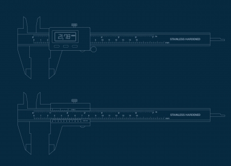 Vernier caliper digital and basic tools blueprint. のイラスト素材