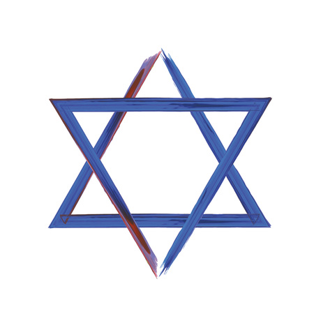 Star of David sign on white, blue