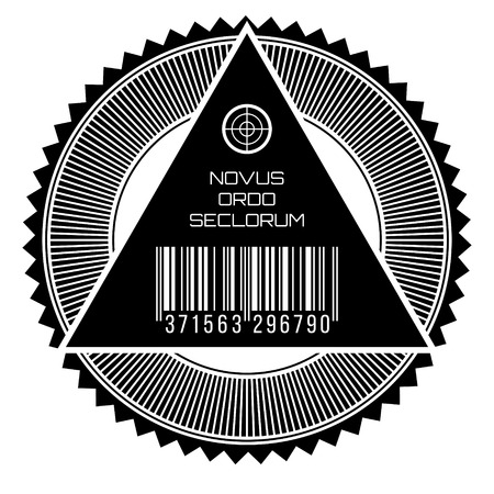 All seeing eye, new world order words in latin, seal.のイラスト素材