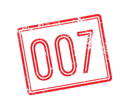 007 red rubber stamp on white. Print, impress, overprint.のイラスト素材
