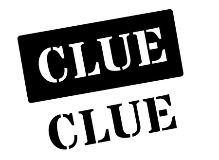 Clue black rubber stamp on white. Print, impress, overprint.のイラスト素材