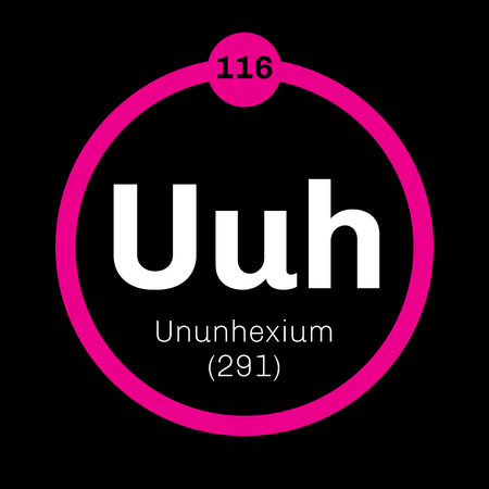 Ununhexium chemical element. Science symbol chemistry. Colored icon with atomic number and atomic weight. Chemical element of periodic table.のイラスト素材