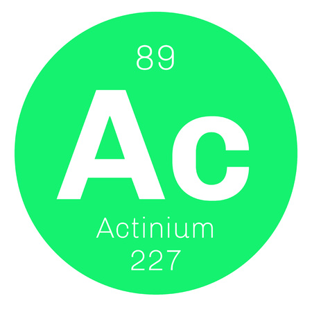Actinium chemical element. Radioactive chemical element. Colored icon with atomic number and atomic weight. Chemical element of periodic table.のイラスト素材
