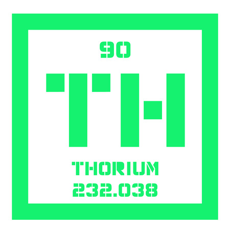 Thorium chemical element. A radioactive actinide metal. Colored icon with atomic number and atomic weight. Chemical element of periodic table.のイラスト素材