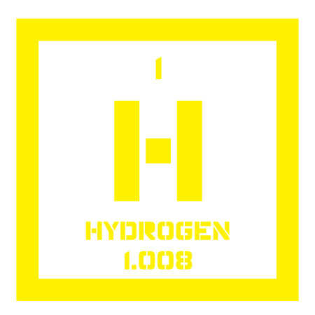Hydrogen chemical element. The lightest element on the periodic table. Colored icon with atomic number and atomic weight. Chemical element of periodic table.のイラスト素材