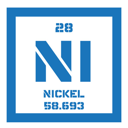 Nickel chemical element. Transition metal. Colored icon with atomic number and atomic weight. Chemical element of periodic table.のイラスト素材