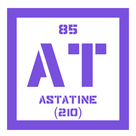 Astatine chemical element. Radioactive chemical element. Colored icon with atomic number and atomic weight. Chemical element of periodic table.のイラスト素材