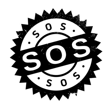 Sos stamp. Grunge design with dust scratches. Effects can be easily removed for a clean, crisp look. Color is easily changed.のイラスト素材