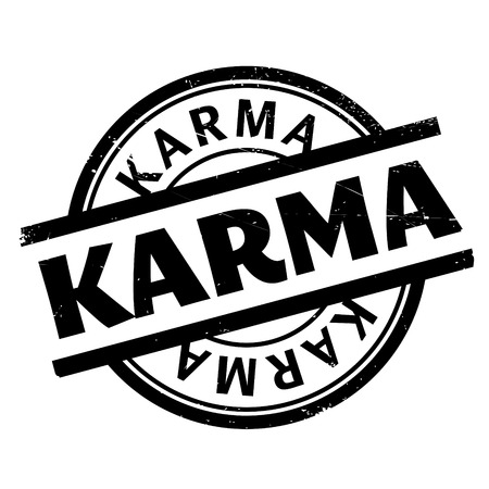 Karma rubber stamp. Grunge design with dust scratches. Effects can be easily removed for a clean, crisp look. Color is easily changed.のイラスト素材