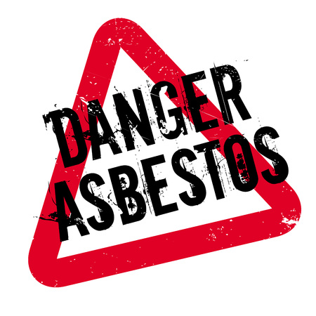 Danger Asbestos rubber stamp. Grunge design with dust scratches. Effects can be easily removed for a clean, crisp look. Color is easily changed.のイラスト素材