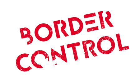 Border Control rubber stamp. Grunge design with dust scratches. Effects can be easily removed for a clean, crisp look. Color is easily changed.のイラスト素材