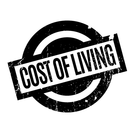 Cost Of Living rubber stamp. Grunge design with dust scratches. Effects can be easily removed for a clean, crisp look. Color is easily changed.の写真素材