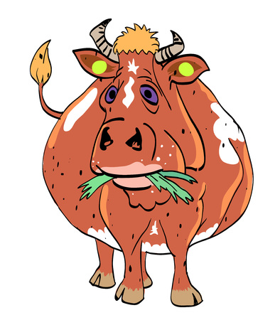Cartoon image of cow. An artistic freehand picture.のイラスト素材