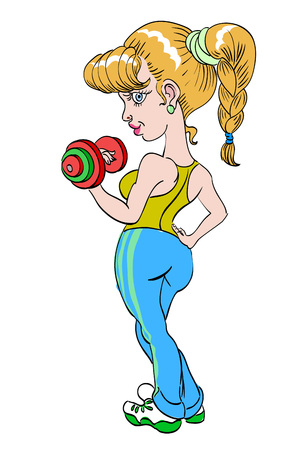 Cartoon image of gym womanのイラスト素材