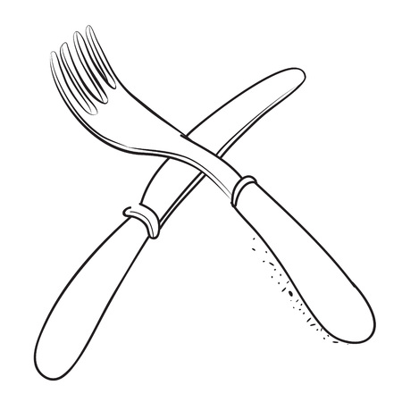 Cartoon image of knife and forkのイラスト素材