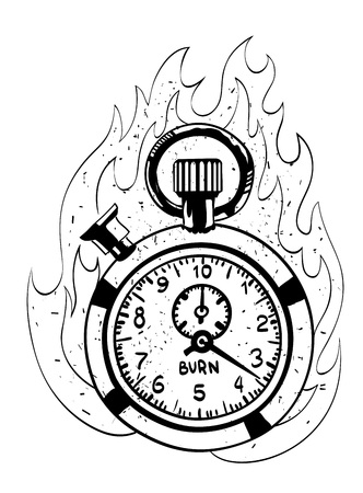 Cartoon image of flaming stop watchのイラスト素材