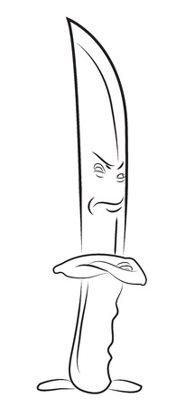 Cartoon image of bloody knife character. An artistic freehand picture.のイラスト素材