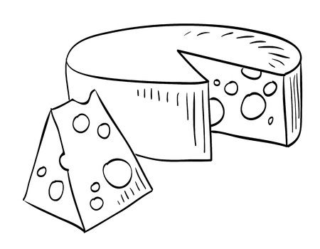 Cartoon image of cheese. An artistic freehand picture.のイラスト素材