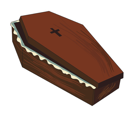 Cartoon image of spooky coffin. An artistic freehand picture.のイラスト素材