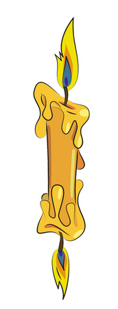 Cartoon image of burning the candle at both ends. An artistic freehand picture.のイラスト素材