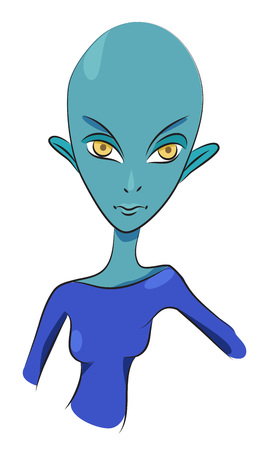 Cartoon image of alien girl. An artistic freehand picture.のイラスト素材