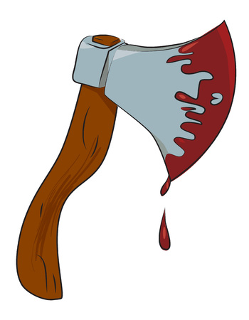 Cartoon image of bloody axe. An artistic freehand picture.のイラスト素材