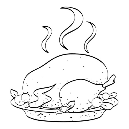 Cartoon image of cooked turkey. An artistic freehand picture.のイラスト素材