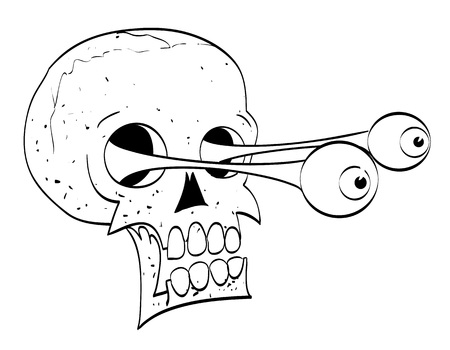 Cartoon image of ancient spooky skull. An artistic freehand picture.のイラスト素材