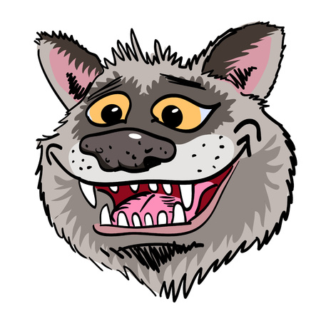 Cartoon image of grinning wolf faceのイラスト素材