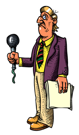 Cartoon image of stressed reporterのイラスト素材