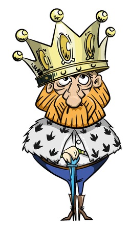 Cartoon image of king with huge crownのイラスト素材
