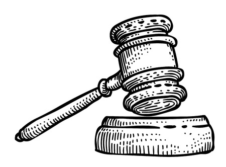 Cartoon image of Law Icon. Judge Gavel symbolのイラスト素材