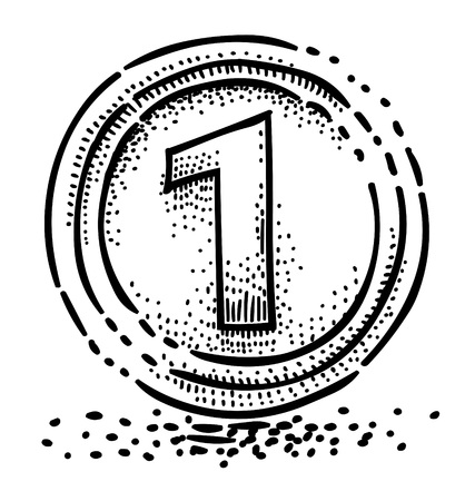 Cartoon image of Coin Icon. Money symbol. An artistic freehand picture.のイラスト素材