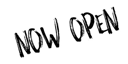 Now Open rubber stampのイラスト素材