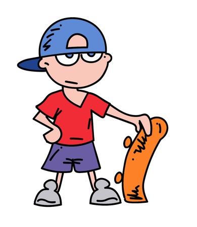 Teenager cartoon hand drawn imageのイラスト素材