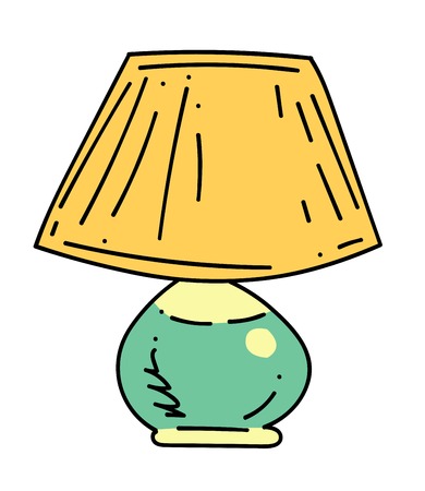Lamp cartoon hand drawn imageのイラスト素材