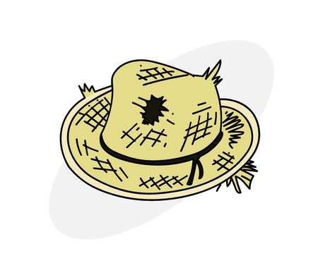 Old straw hatのイラスト素材